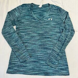 Under Armour Women's Teal Striped Long Sleeve Tee
